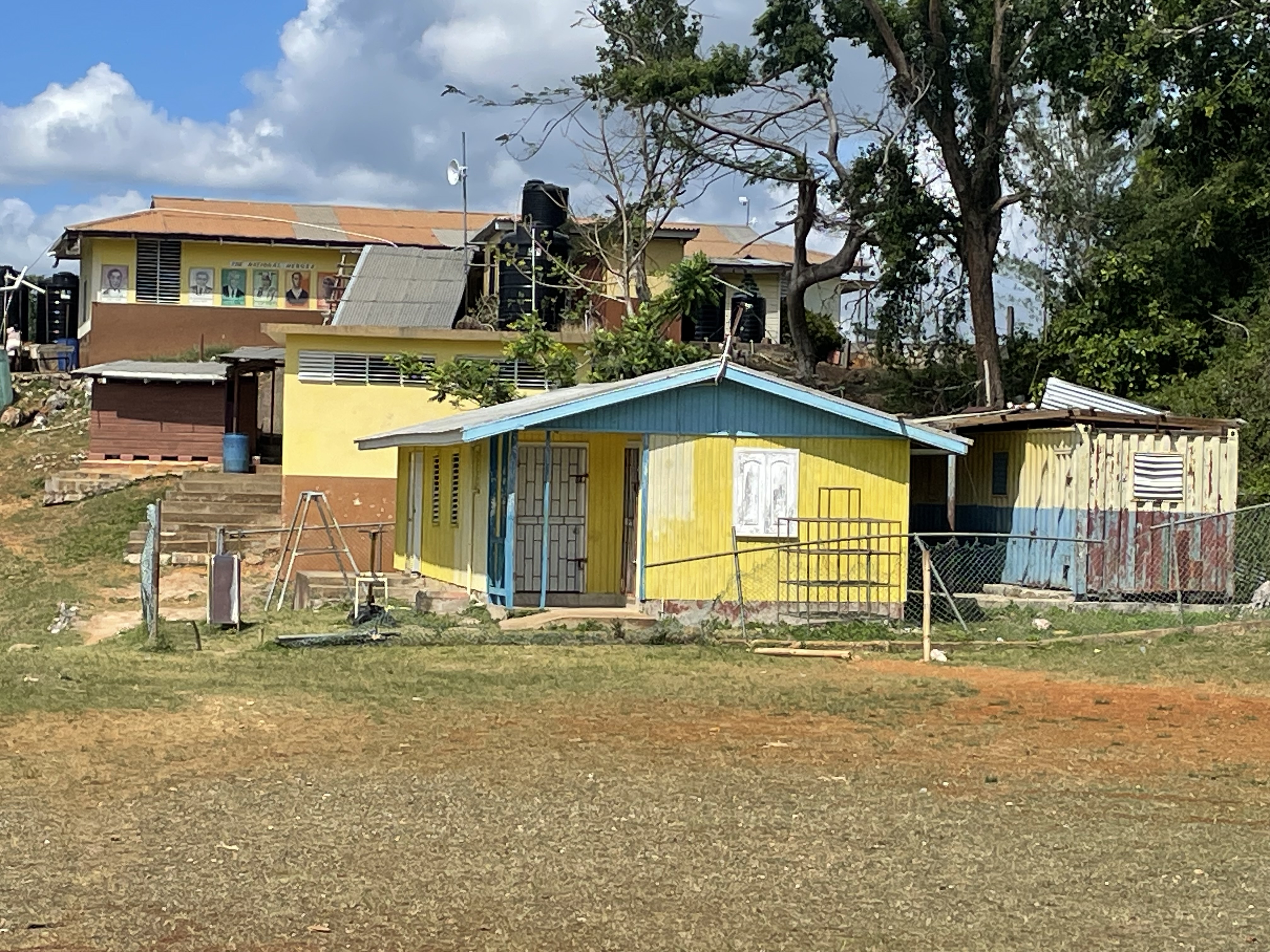 Colorful Jamaican village buildings