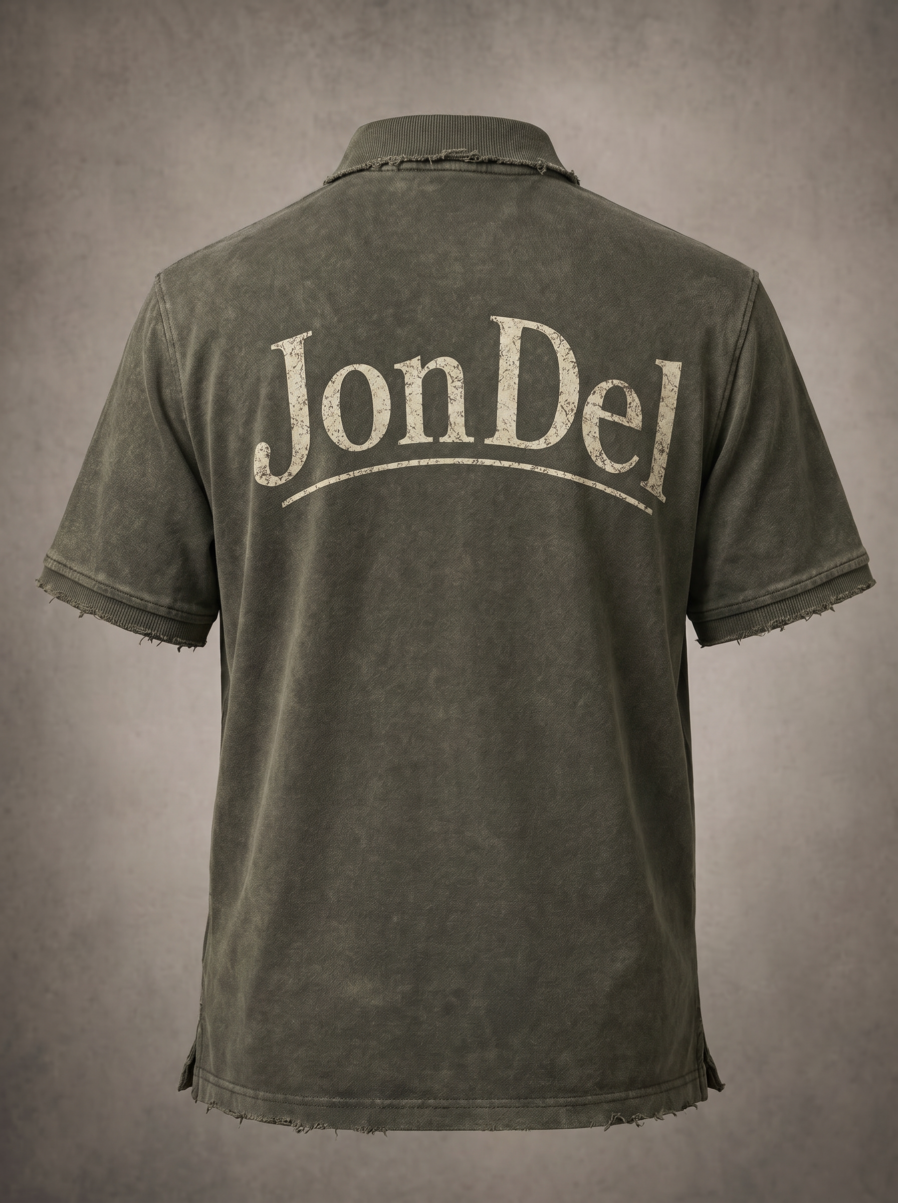 JonDel Dark Olive Distressed Polo