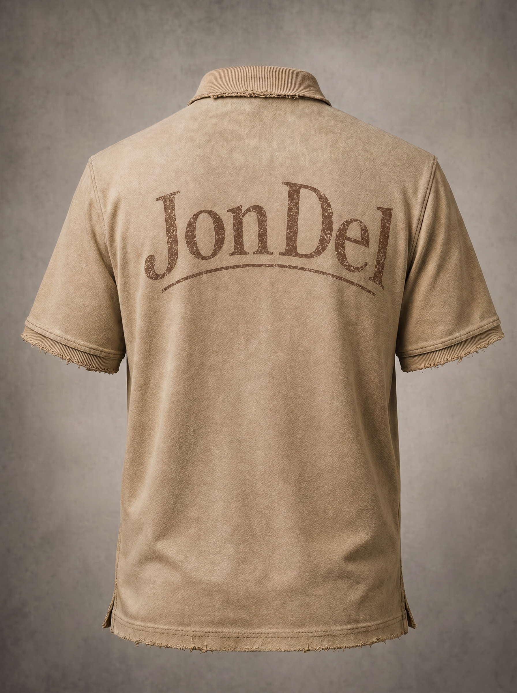 JonDel Khaki Distressed Polo