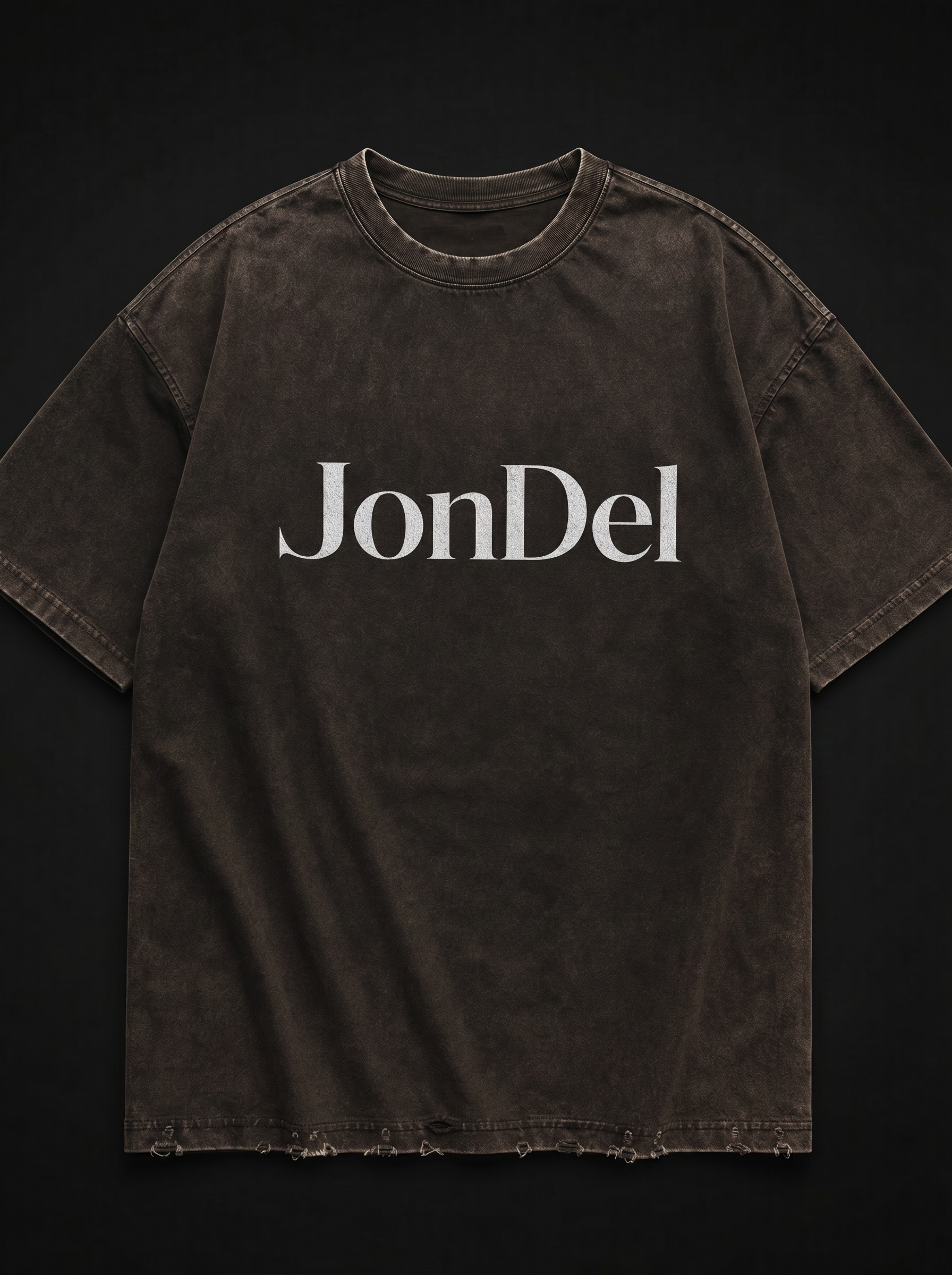 JonDel Charcoal Brown Distressed Tee