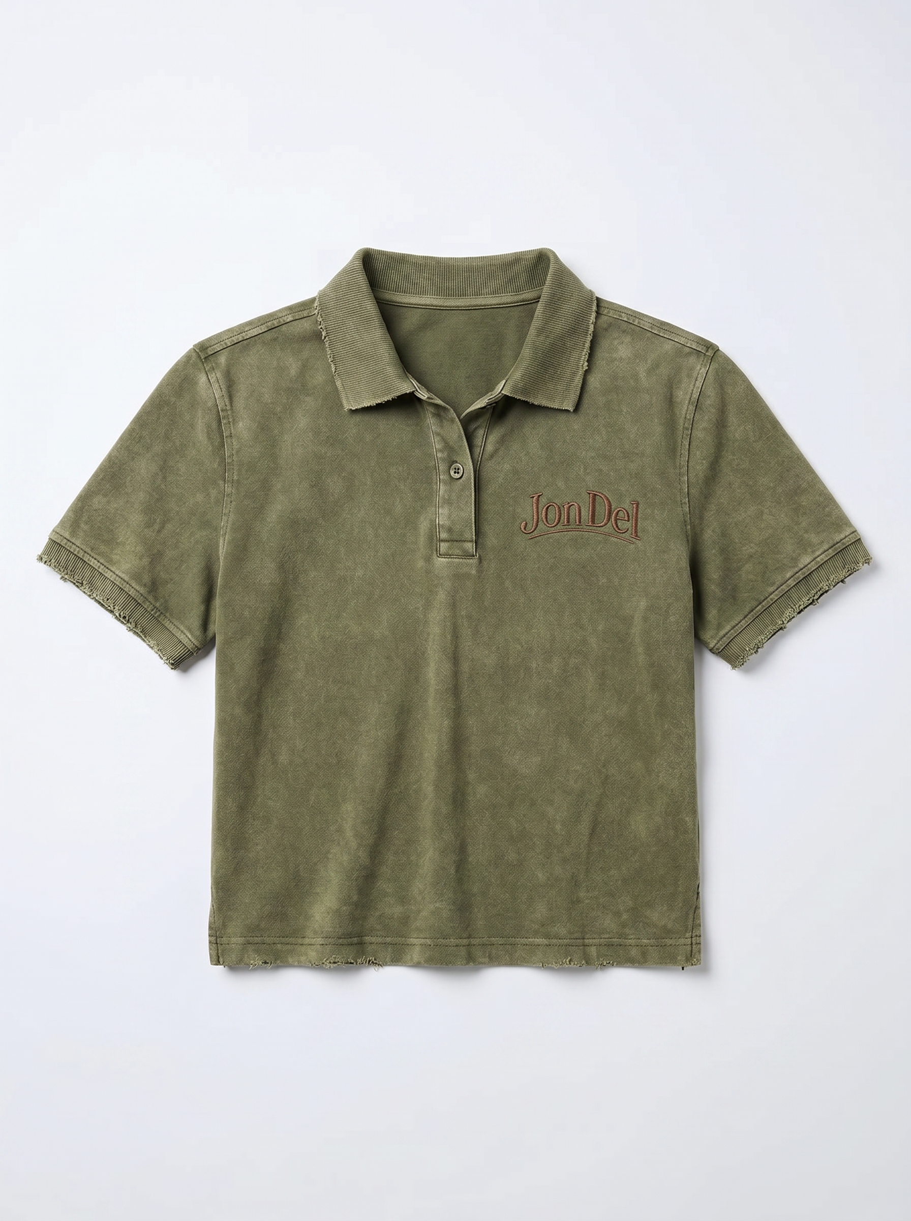 Women's JonDel Olive Distressed Polo